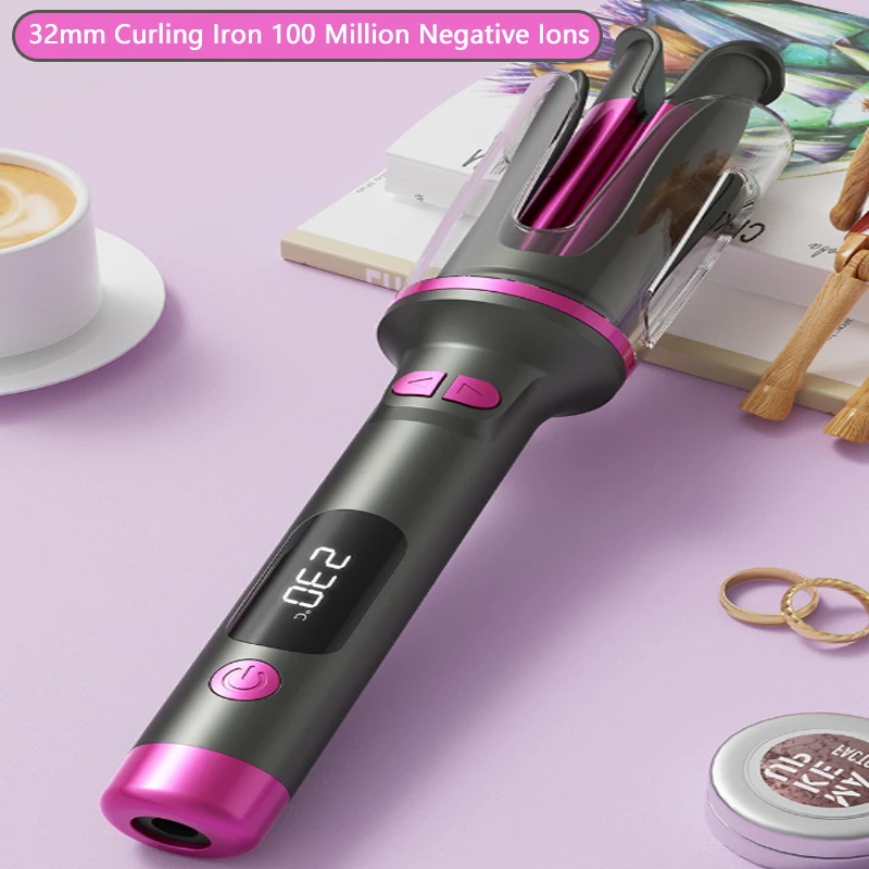 32MM Electric Rotary Curling Iron Automatic Hair Curler Negative Ion Air Rotating Curling Bar Professional Electric Styling Tool