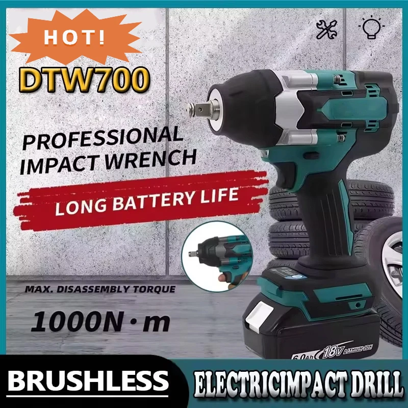 

Fit Makita Electric Wrench DTW700 Brushless Multi Functional Rechargeable Lithium Battery Auto Repair High Torque Impact Wrench
