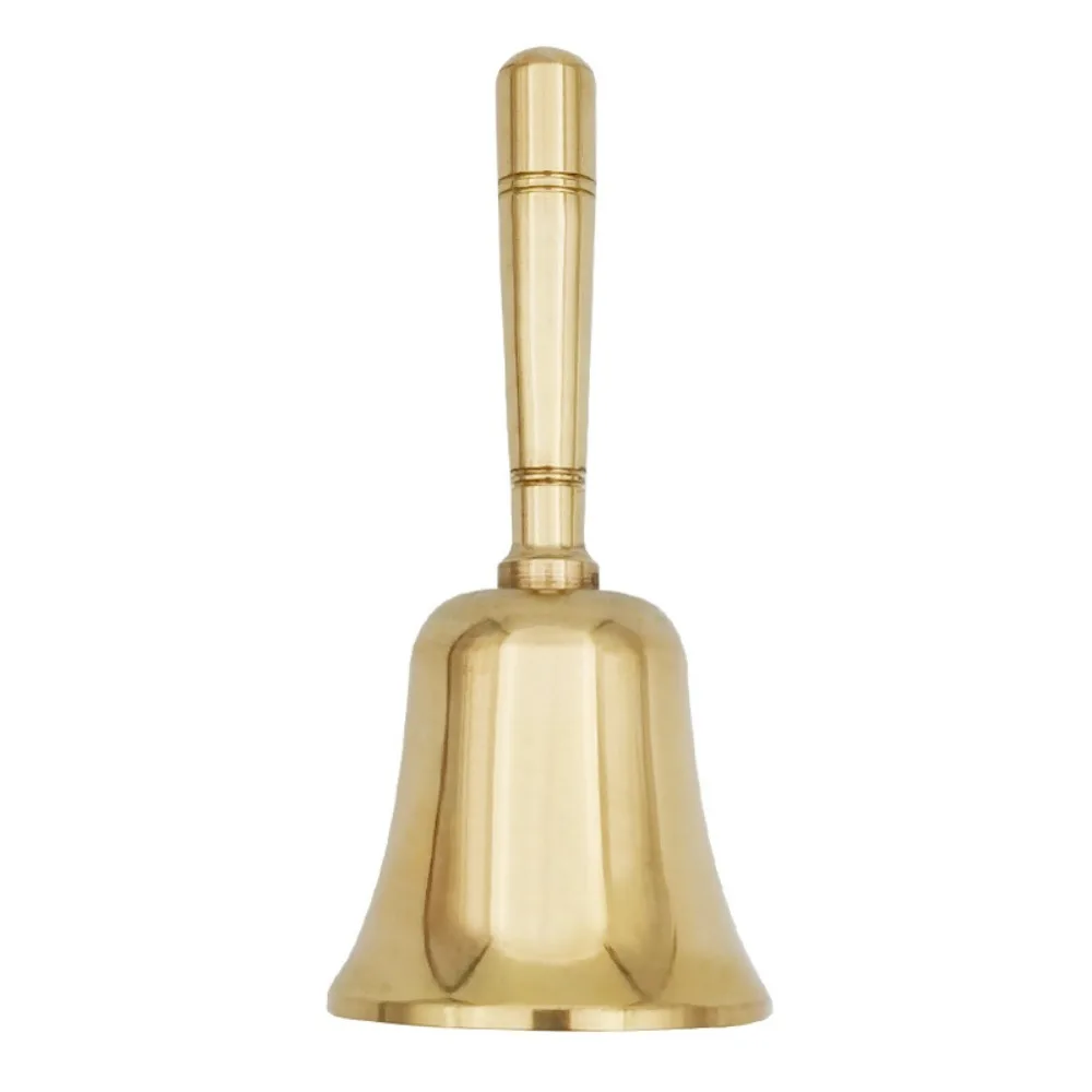Extra Loud Pure Copper Hand Bell Vintage Portable Solid Brass Call Bell Easy To Hold Multi-Purpose Hand Cranked Bell School Bell