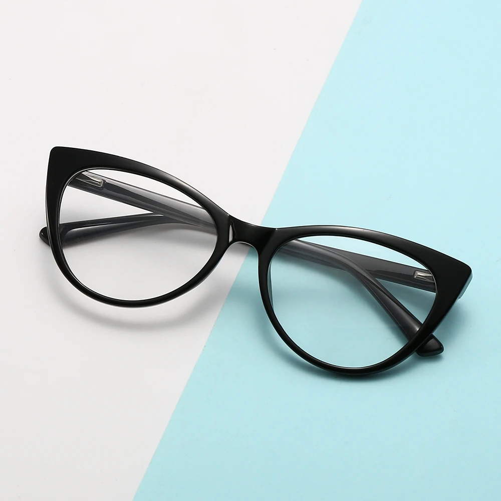 FYTOO Retro Modish Bright Black Cat Eye Blue Light Blocking Glasses Classic Black, Versatile Lightweight TR, Fits Daily Commute.