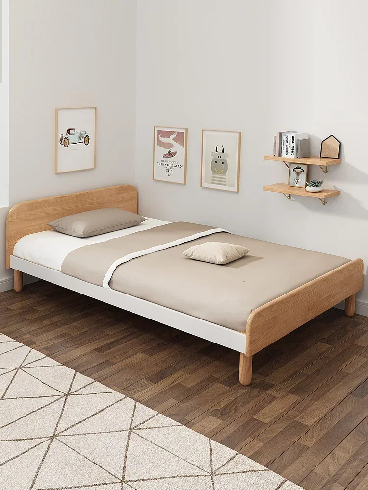 Premium Solid wood leg single bed, double family small unit bedroom furniture, 1.2 meters and 1.5 meters, modern