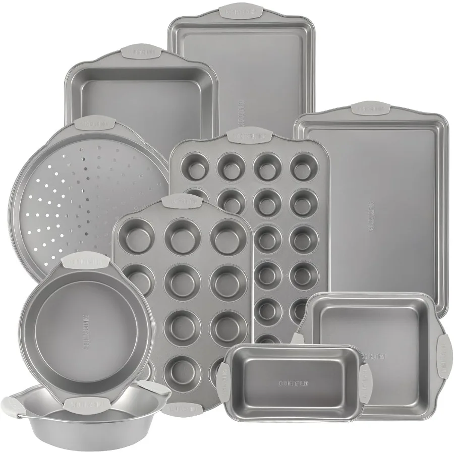 

Nonstick Stackable Bakeware Set - Heavy Duty, Durable, Easy Release Baking Set, Silver, 10 Pcs