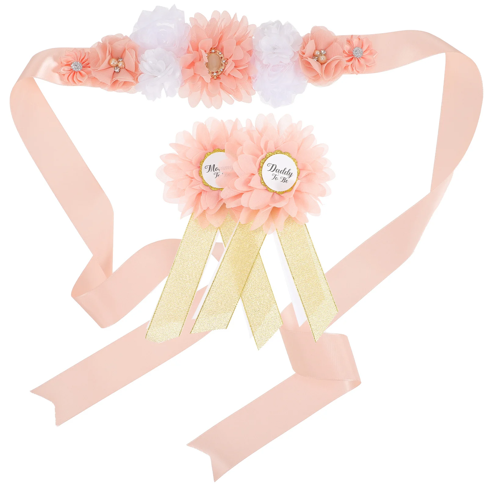 

1 set 1 Set Maternity Flower Sash Mommy To Be Daddy To Be Corsage Pregnancy Photo Props For Shower Gender Reveal Belly Band