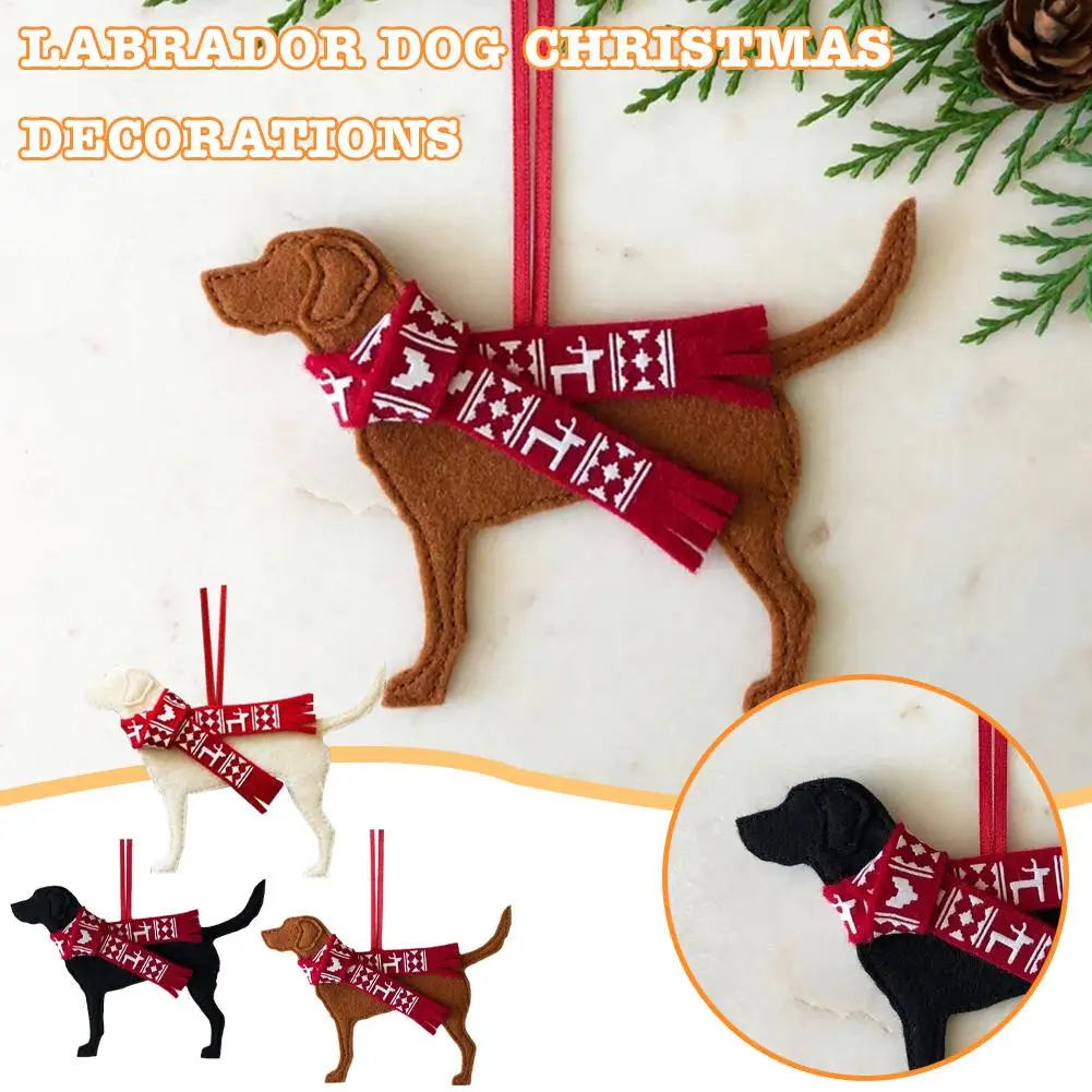 Christmas Tree Dog Ornaments Labrador Dog Pendant Christmas Hanging Ornaments Pendants Hanging 2D Tree Accessories Felt Car T6U4