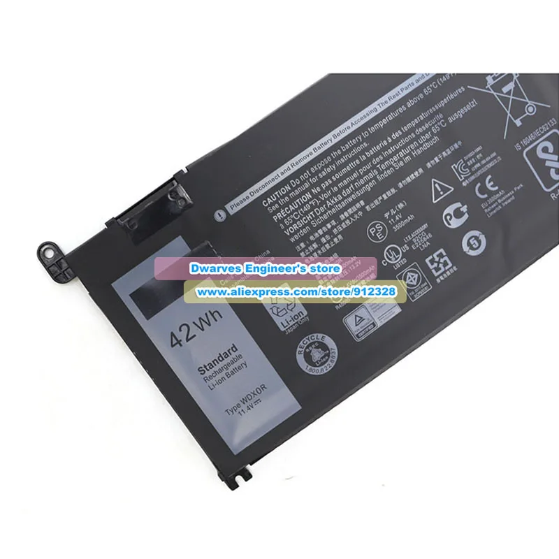New 11.4V 42Wh Battery WDXOR WDX0R For Inspiron 13 14 15 17 5000 7000 P69G001 5378 5379 5770 5570 P69G Vostro 5471