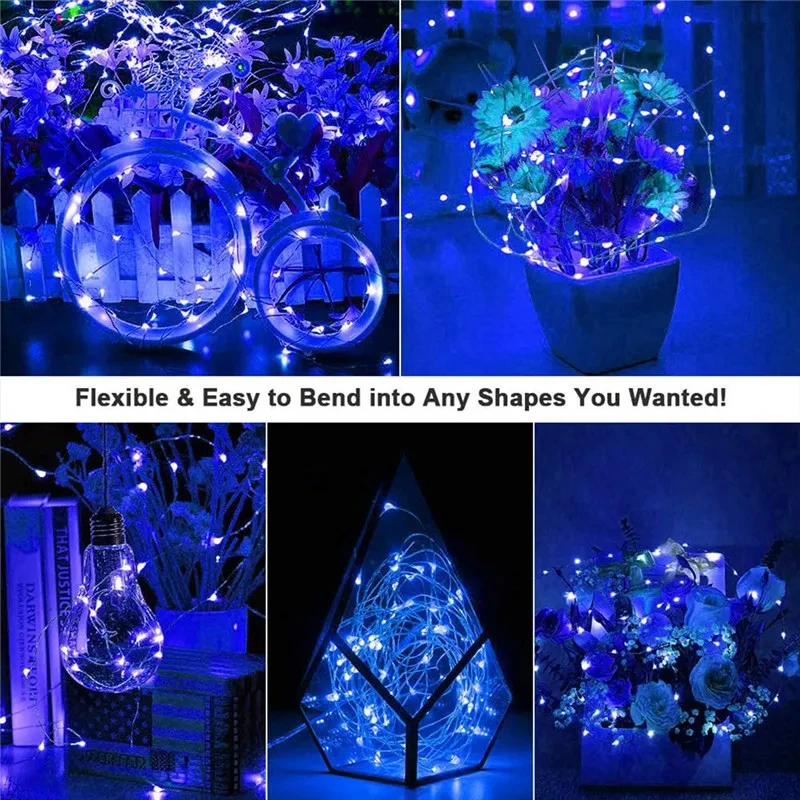 LED Outdoor Light String Fairy Garland Battery Power Copper Wire Lights For Christmas Festoon Party Wedding 8 Colors