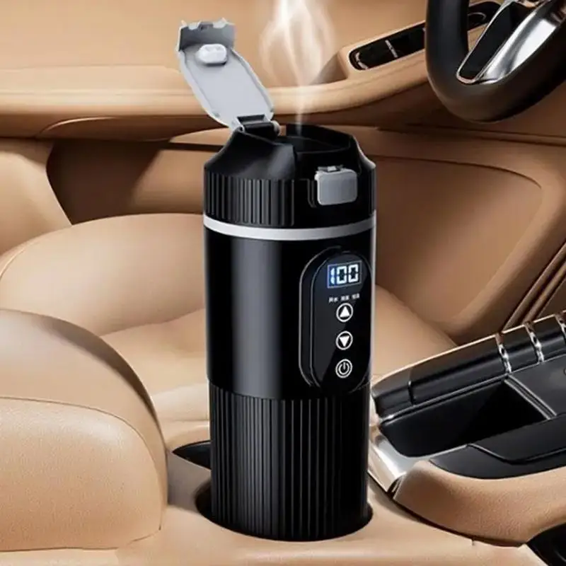 

Portable Car Heating Cup 12V/24V Stainless Steel Heated Mug Vehicle Coffee Cup Car Hot Water Boiler for Driving Camping Outdoor