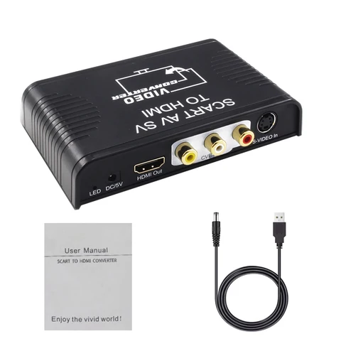 Преобразователь Scart в HDMI 3-в-1, композитный AV-кабель S-Video Scart в HDMI, преобразователь Scart RCA вход в HDMI выход для Wii DVD HDTV скарт отзывы - №8