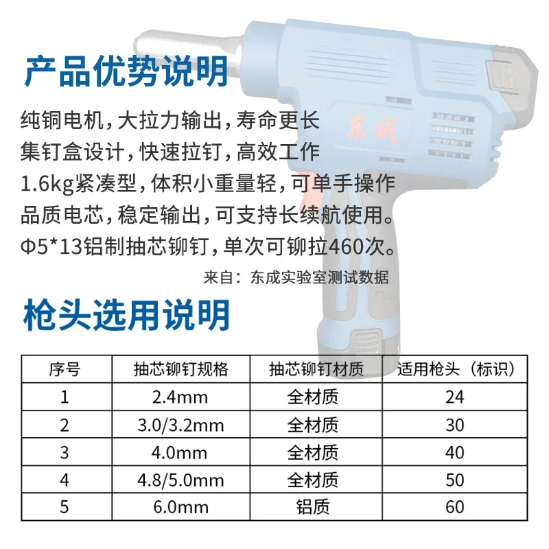 yyhcRivetDongcheng lithium battery rivet gun rechargeable riveting gun DCPM50E blind rivet Dongcheng 12V electric riveting tool