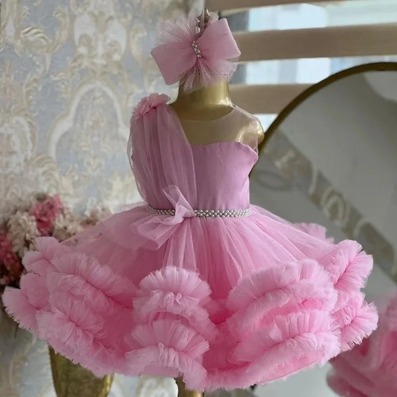 Robe de Princesse en Tulle pour Petite Fille, Tenue Élégante à Fleurs, pour 1er Baptême, ixd'Anniversaire, Bal, Mariage, Soirée