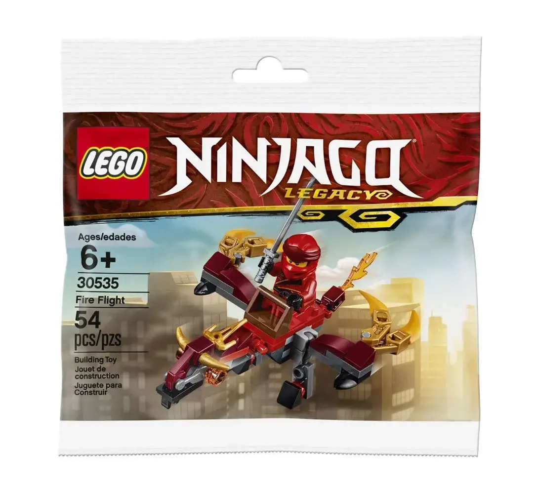 LEGO Ninjago Legacy Minifigure Kai (Fire Dragon Polybag) with Kai Minifigure with Sword and Kai’s Dragon Flyer Xmas Gift 30535