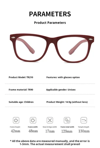 Imagen 2 del producto YIMARUILI, nuevas gafas de moda para niños, gafas de silicona suave ultraligeras, cómodas, gafas graduadas ópticas Vintage para niños, montura TR210