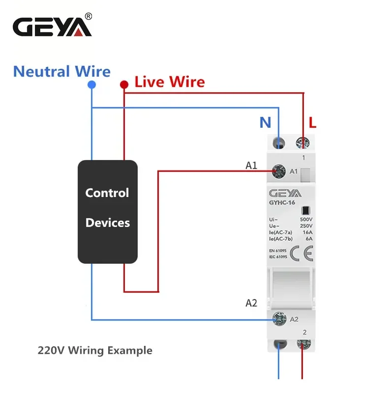 GEYA Din Rail Mounted Household Modular AC Contactor for Smart Home House Hotel AC220V 2P 25A 2NC 2NO 1NO1NC 50/60Hz