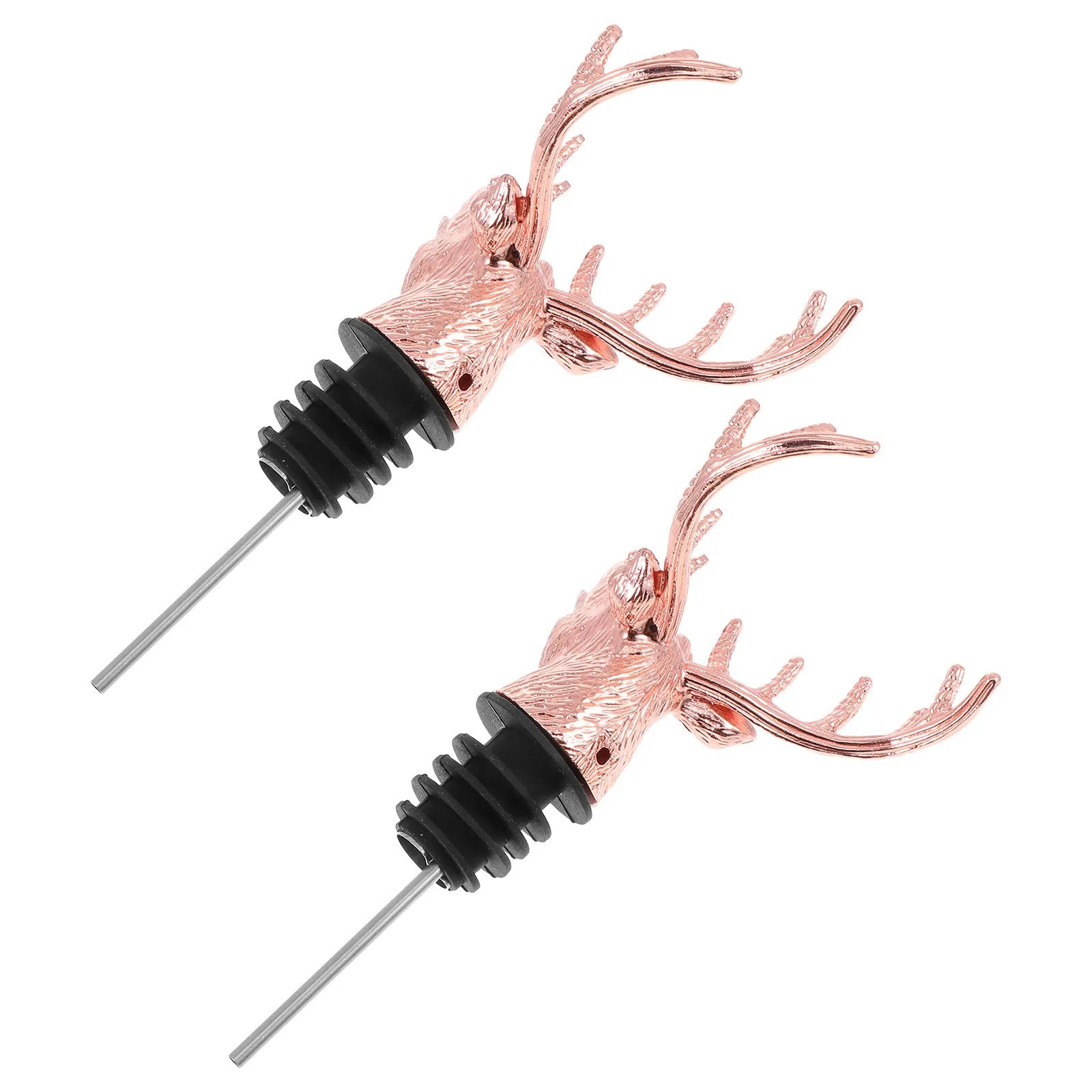Deer Design Wine Pourer and Stopper Set – Zinc Alloy Bottle Plug for Red Wine, Sealing & Decorative Accessory