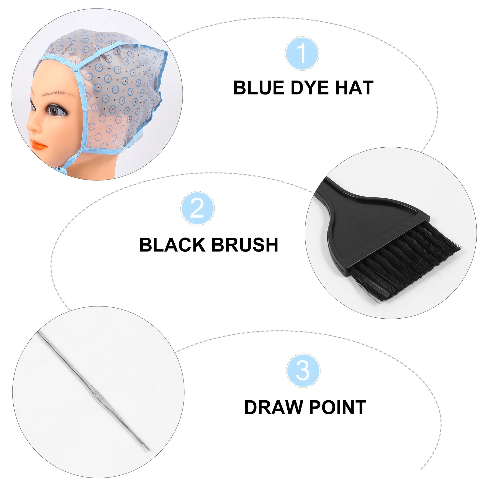 

6Pcs Hair Highlight Cap Kit High Grade Plastic Highlighting Dyeing Tool Secure Fit for Home Salon Use Hair Highlighting Kit