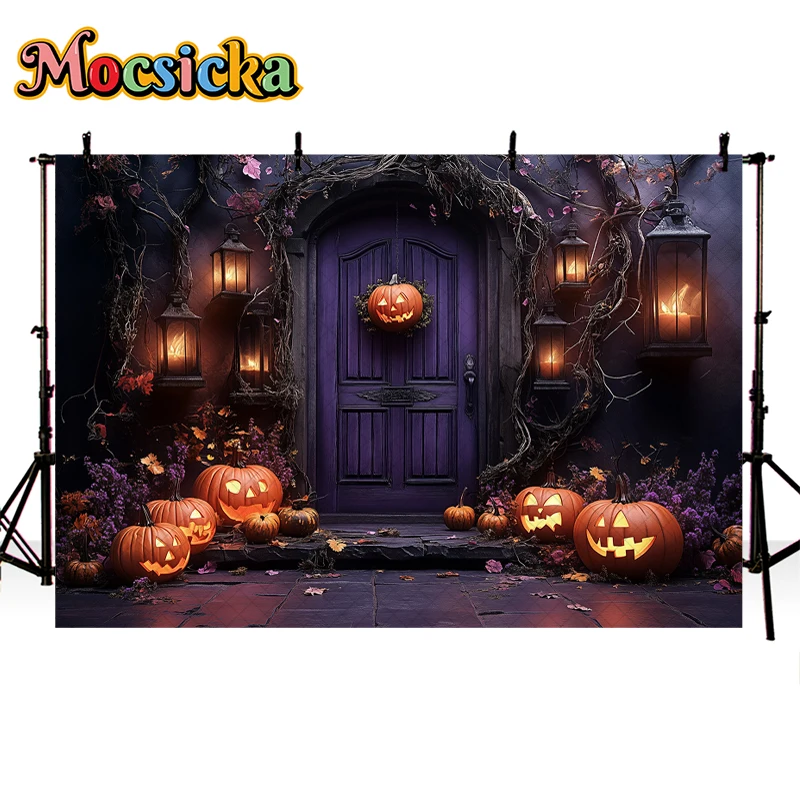 Mocsicka Halloween Backdrops Kids Adult Photography Child Baby Photocall Pumpkin Lantern Witch Poison Night Festival Backgrounds