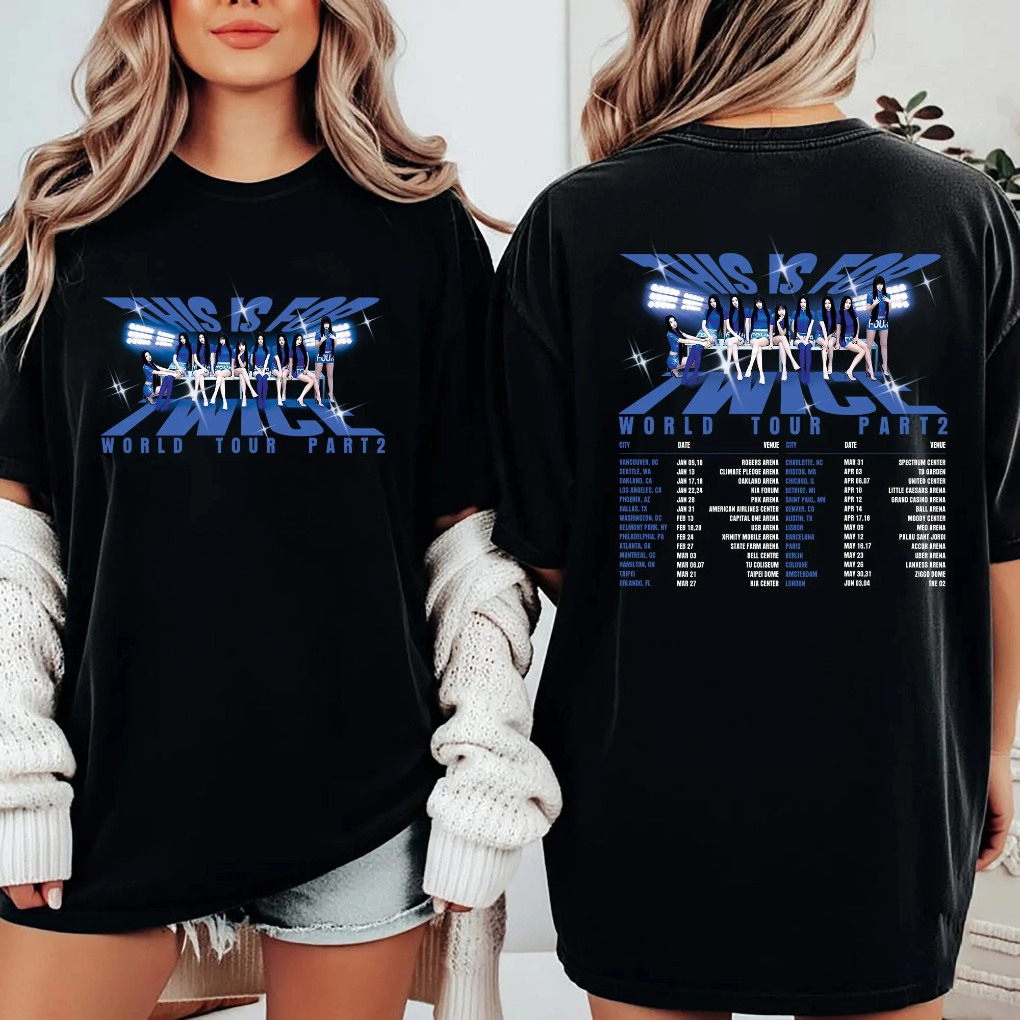 Camiseta KPop Twice This Is for World Tour para Homens e Mulheres, Roupas de Algodão de Verão, Estilo Vintage Hip Hop, Camiseta de Gola Redonda de Man