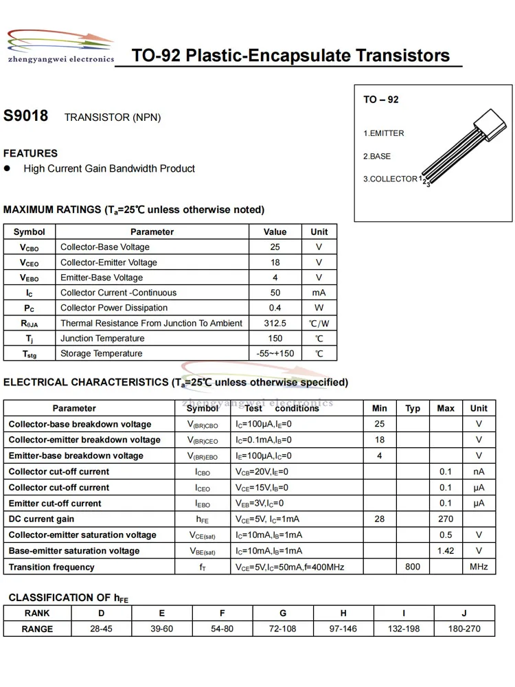 100 teile/los s9011 s9012 s9013 s9014 s9015 s9018 bis-92 Triode (bjt)