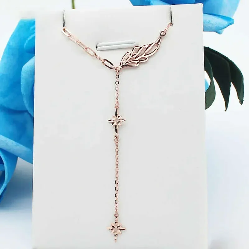 Женское Роскошное Ожерелье Из Розового Золота, Романтическая Цепочка На Ключицы, Кулон В Стиле Хип-хоп С Кистью