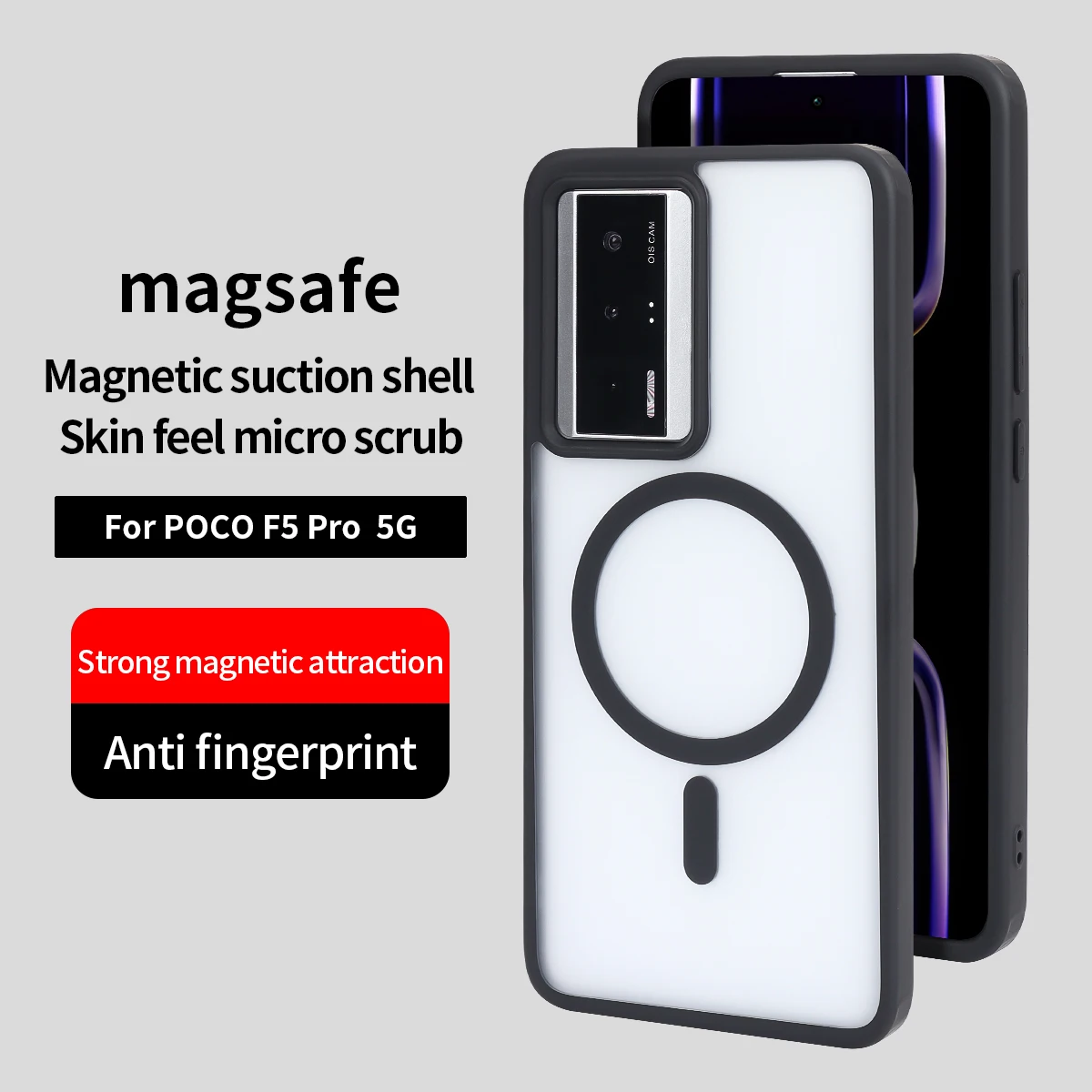 For Xiaomi POCO F5 Pro 5G Shockproof Phone Case Magnetic Luxury Matte  Clear Magnetic Wireless Charging Magsafe Case