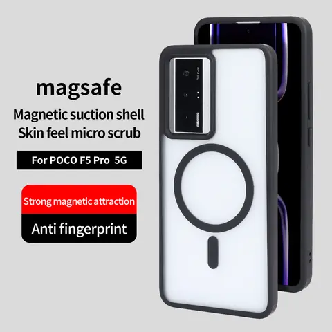 For Xiaomi POCO F5 Pro 5G Shockproof Phone Case Magnetic Luxury Matte  Clear Magnetic Wireless Charging Magsafe Case
