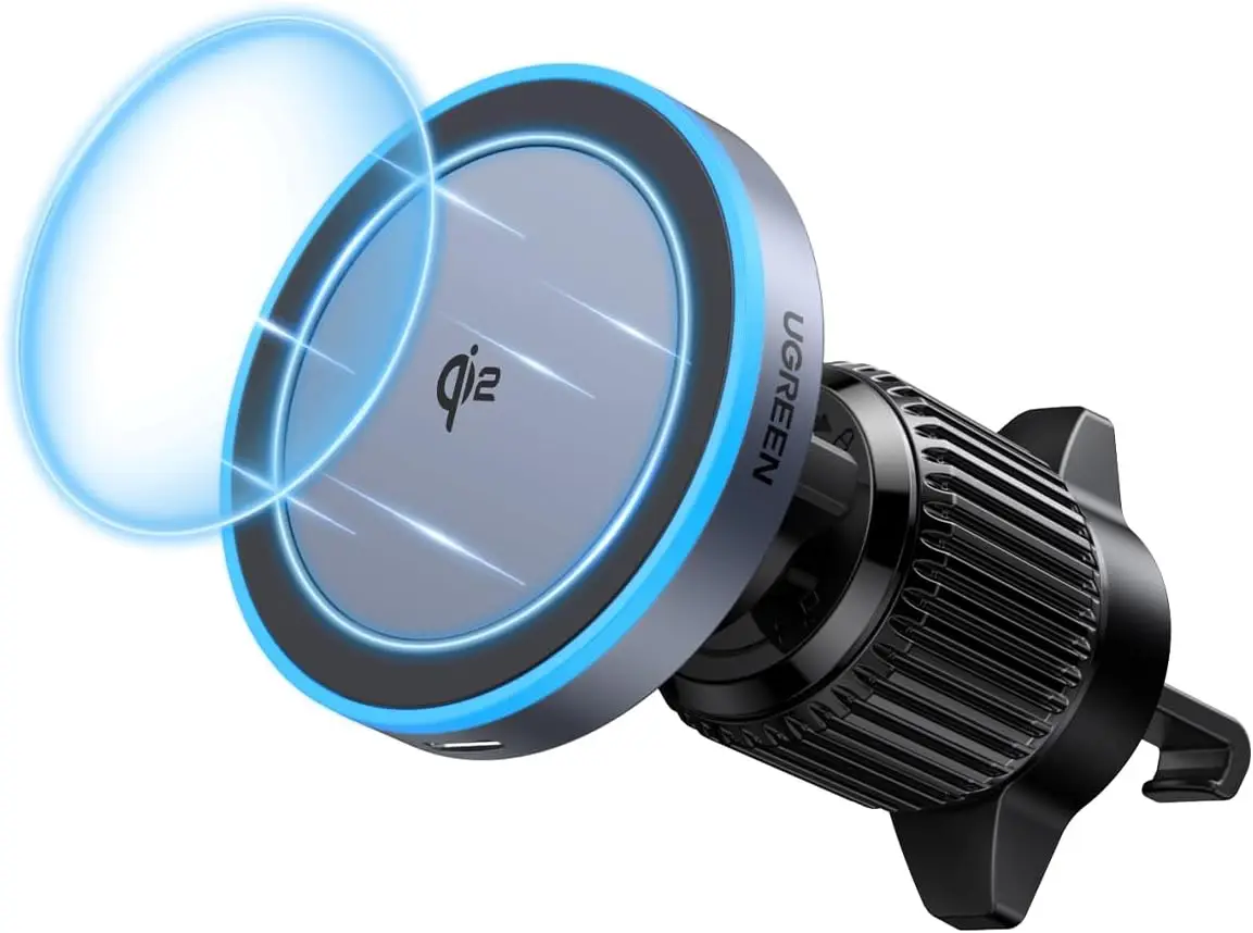 

Qi2 Wireless Car Charger 15W Fast Charging Magnetic Phone Holder with LED Light for iPhone 17/16/15/14/13/12