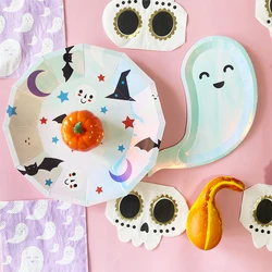 Ghost Bat Disposable Tableware Halloween Party Decoration Supplies Happy Birthday Paper Plates Cups