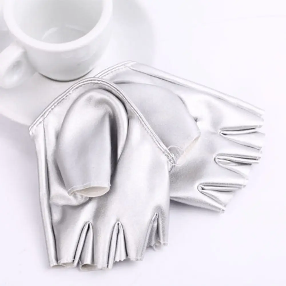 

Women Fashion PU Leather Half Finger Fingerless Gloves Pole Dance Half Palm