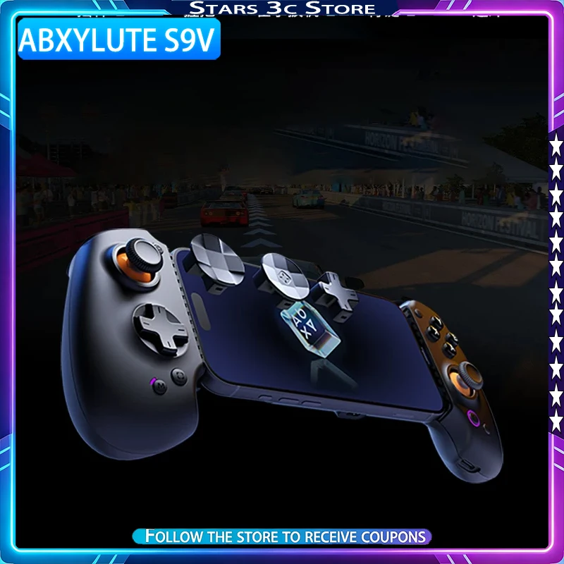 Abxylute S9v Stretching Game Controller Double Hall Joystick Six-axis Gyroscope Mobile Game Controller for IPad IOS Android