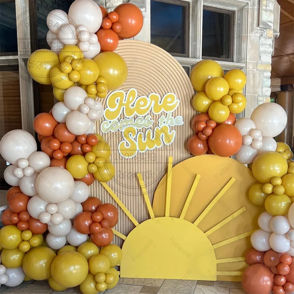 152PCS Yellow Orange white latex balloon garland Arch Kit Birthday Party Decor for Children Baby shower wedding decor globos