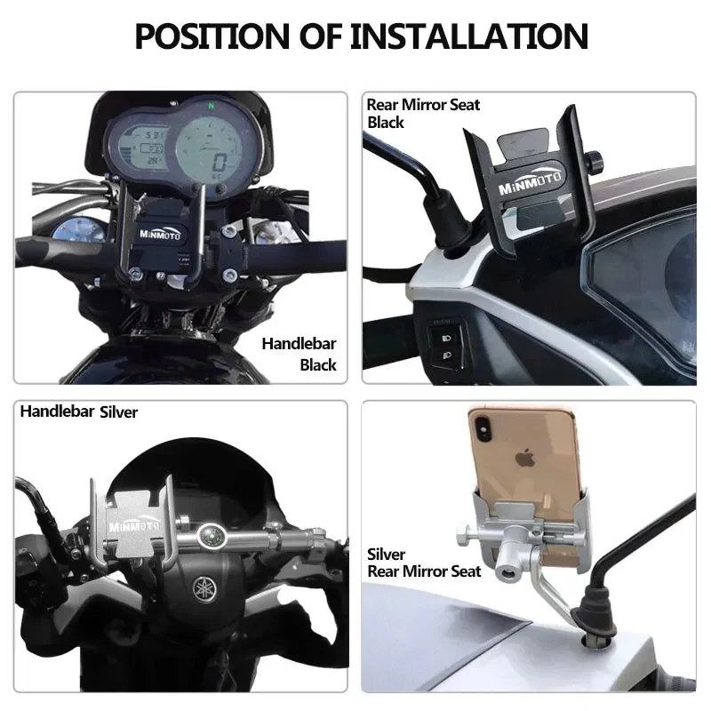 Support Universel de Téléphone Portable pour Moto YAMAHA MT03 MT07 MT09 MT10, en Alliage, Rétroviseur, Guidon, Invite ket