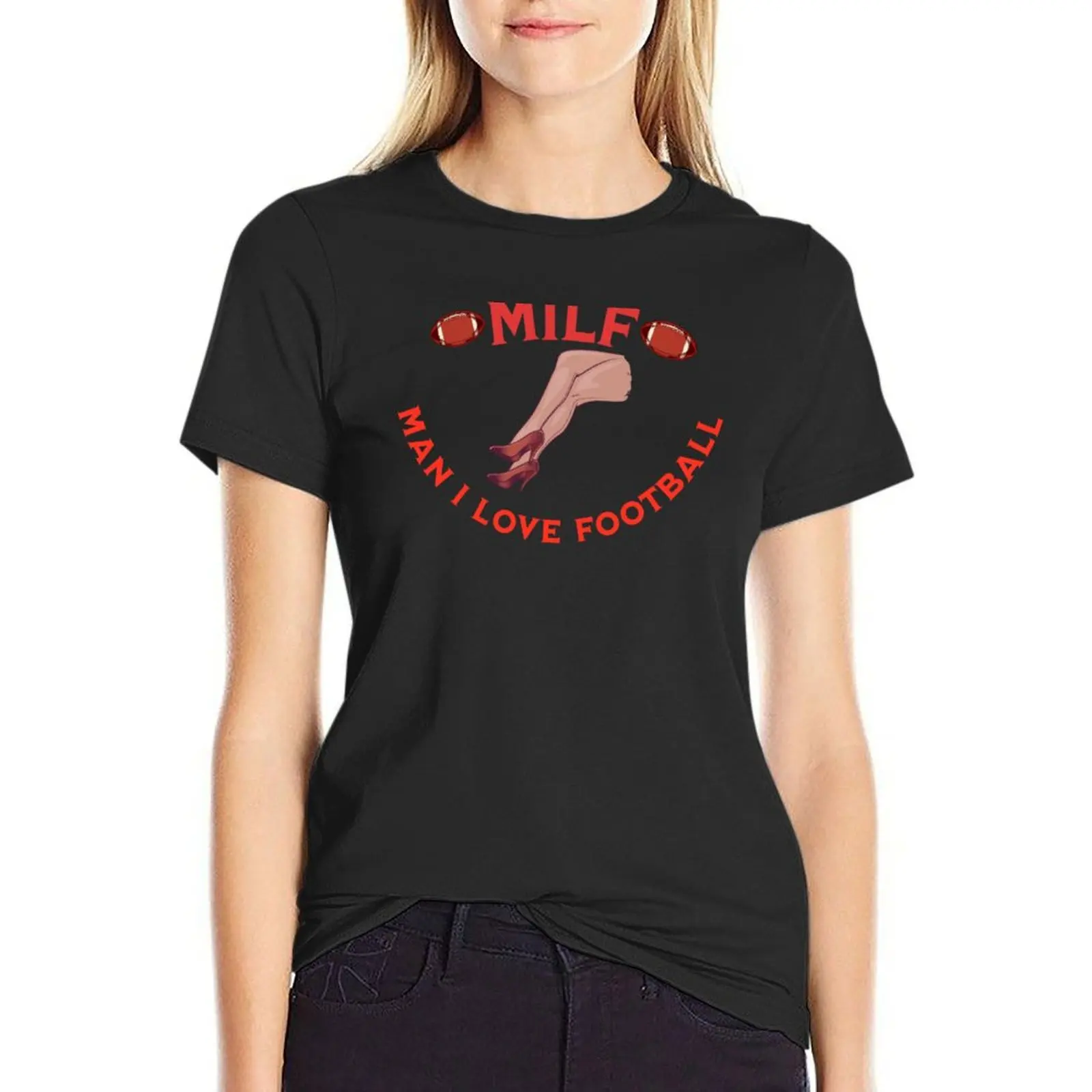 M.I.L.F Man I Love Football T-Shirt tops cute clothes rock and roll t shirts for Women