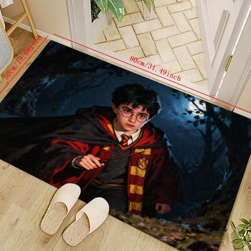 

1PC Harry Potter Wizarding World Gryffindor Theme Floor Mat, Magical Young Wizard Non-Slip Soft Area Rug for Living Room Bedroom