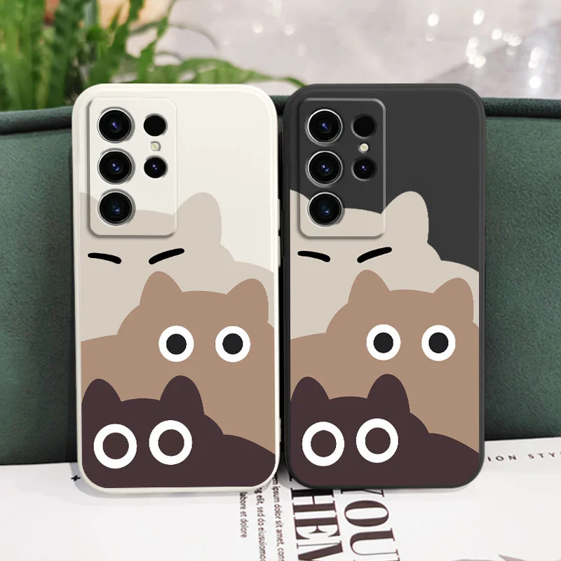 Stackable Cats Phone Case For Samsung Galaxy S24 S23 S22 S21 S20 S10 S10E S9 Ultra Plus FE Note 20 Ultra 10 9 Plus Cover