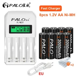 100% NIMH 1.2V AA Rechargeable Battery 2A NI-MH 1.2 Volts Battery + LCD USB Charger for Clocks Mice Computers Toys Finger AA