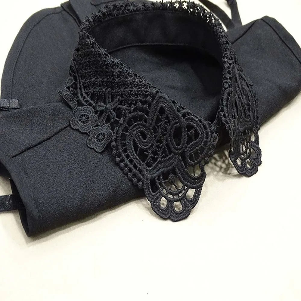 

Белый кружевной накладной воротник, черная элегантная шаль, съемная передняя завязка, винтажная блузка-обманка с эффектом двухслойности, накладной воротник на плечи для девочек