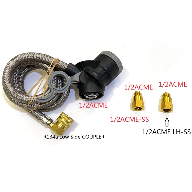 R134A Refrigerant Charge Hose Kit Recharge Hose With 1/2 ACME ACME-SS ACME LH-SS Port AC880