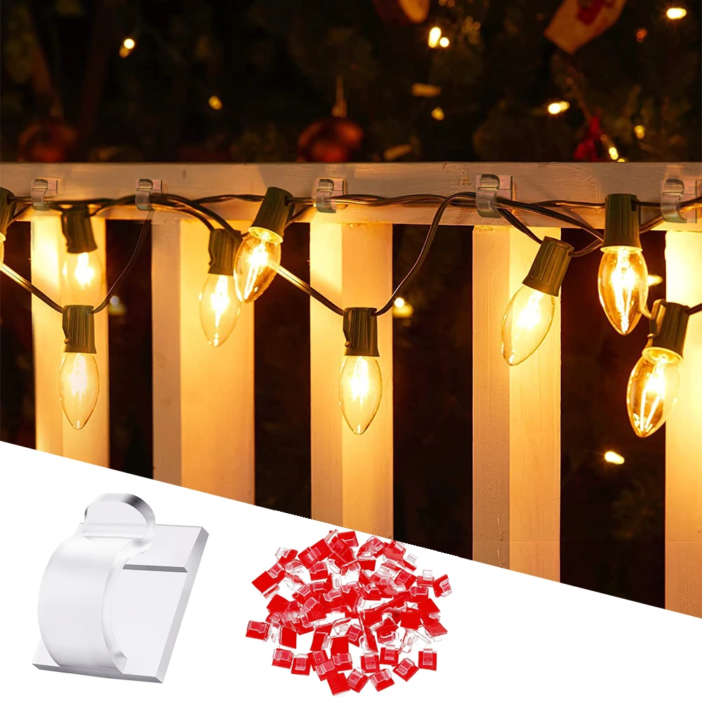 30pcs Adhesive Cable Clips Wire Winder For Outdoor Christmas Light Clips Decoration Clip Cord Management Holder Light Accessorie