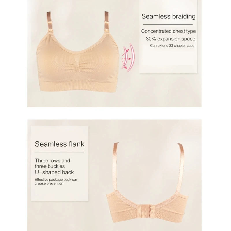 Bezszwowe biustonosze do karmienia z dekoltem w serek, push-up, bez fiszbin, oddychające, bielizna do karmienia, biustonosze ciążowe dla kobiet