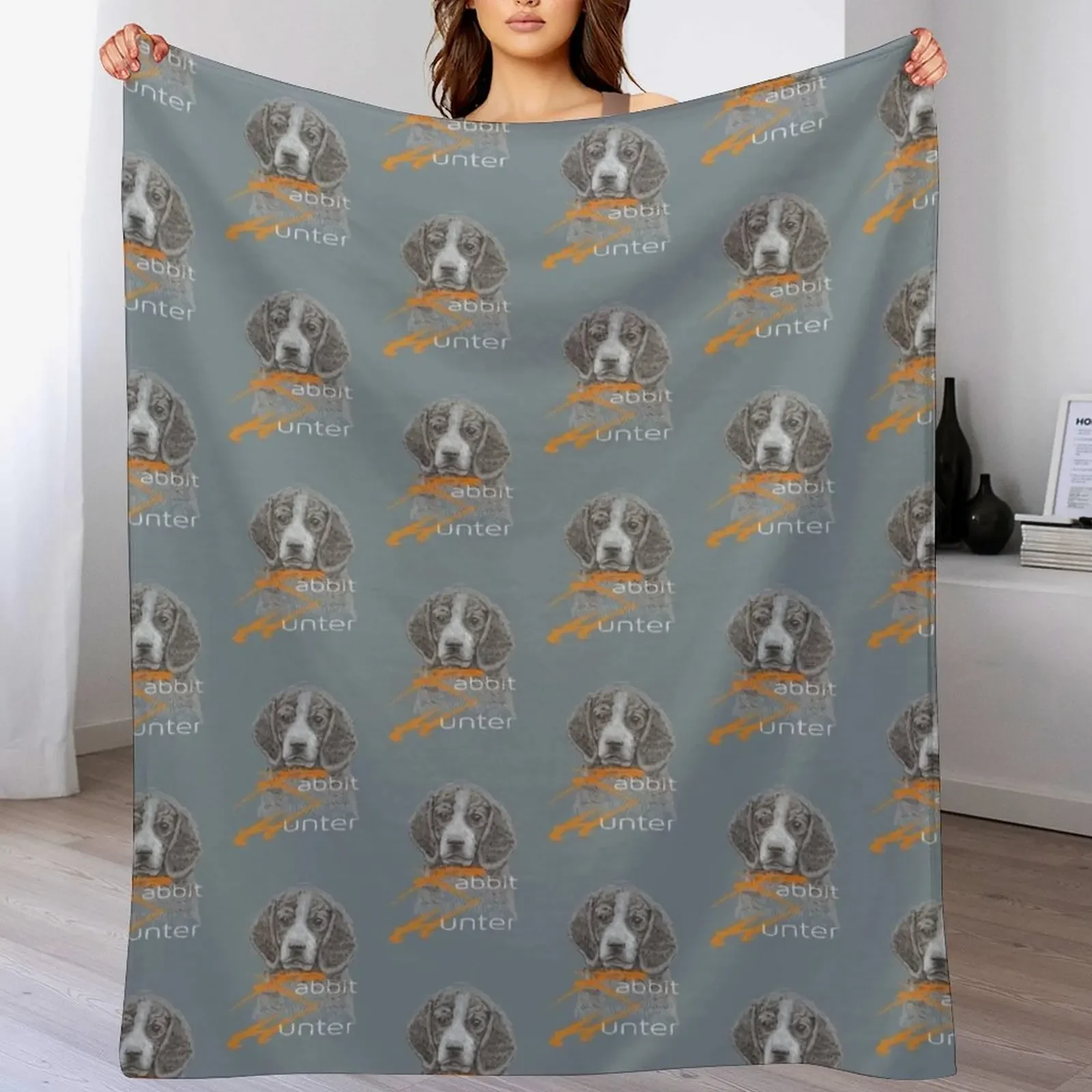 New Rabbit Hunter Chasing Tail Rabbit Hunting Beagle Dogs - Bushy Tailed Cottontail Throw Blanket Cute Plaid Softest Blankets