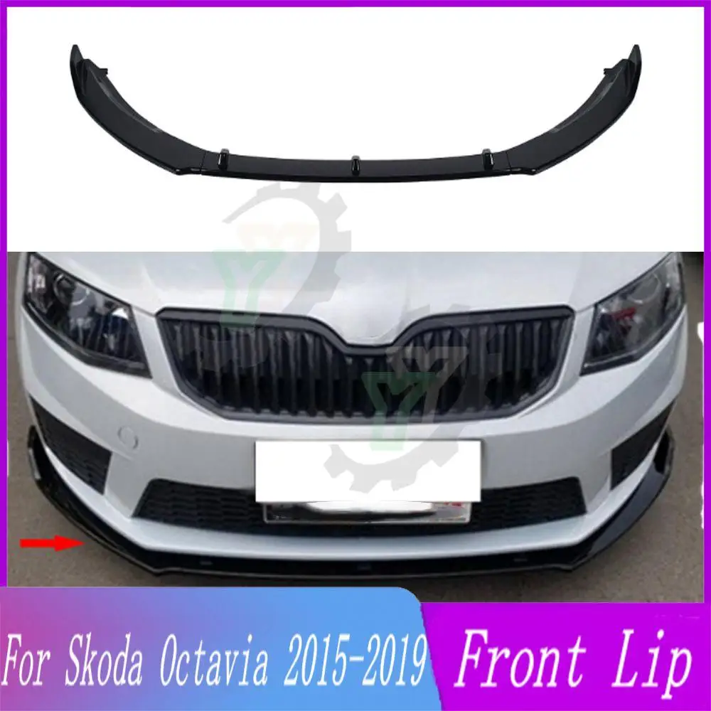 3PCS Car Front Bumper Lip Spoiler Splitter Diffuser Detachable Body Kit Cover Guard For Skoda Octavia 2015 2016 2017 2018 2019