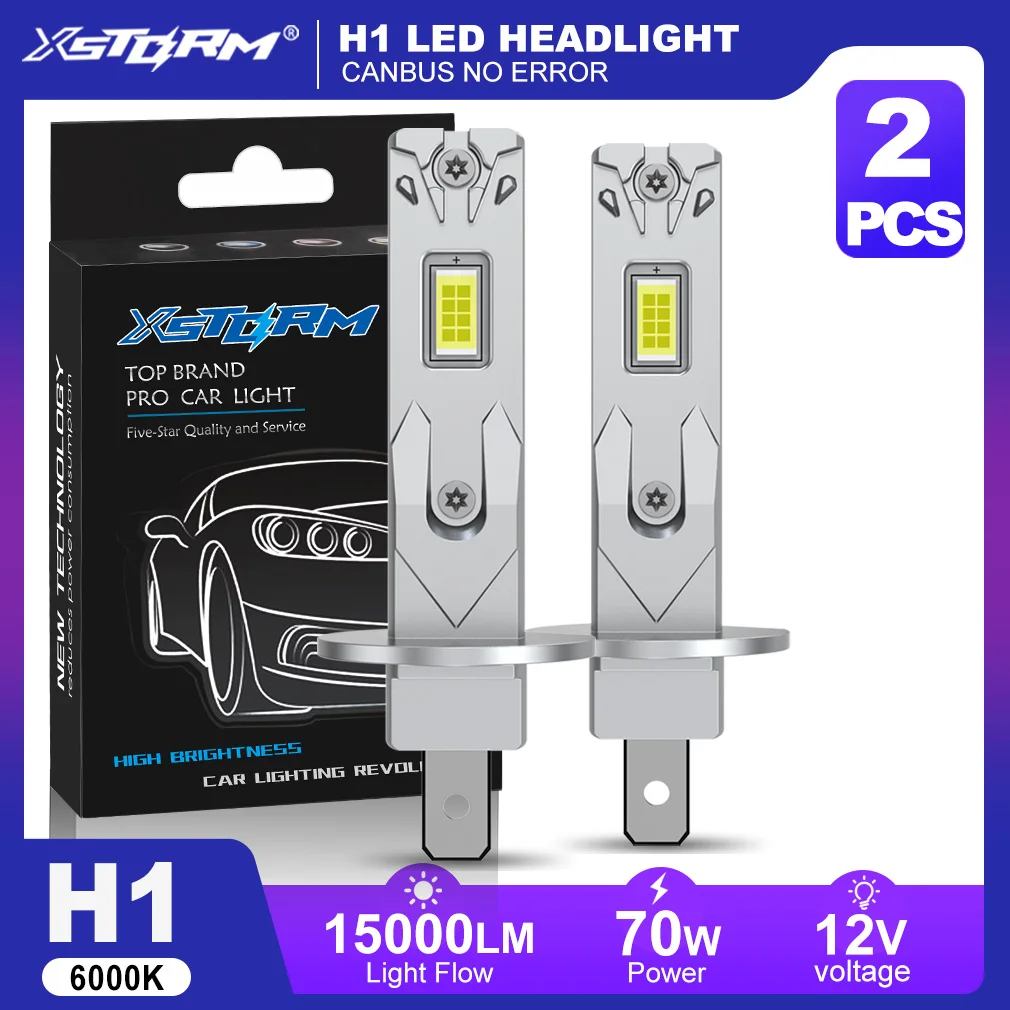 

XSTORM H1 LED Light 70W 15000LM H3 LED Headlight Canbus Car Fog Lamp 3570 CSP Chips Turbo Headlight 12V 6000K Plug & Play