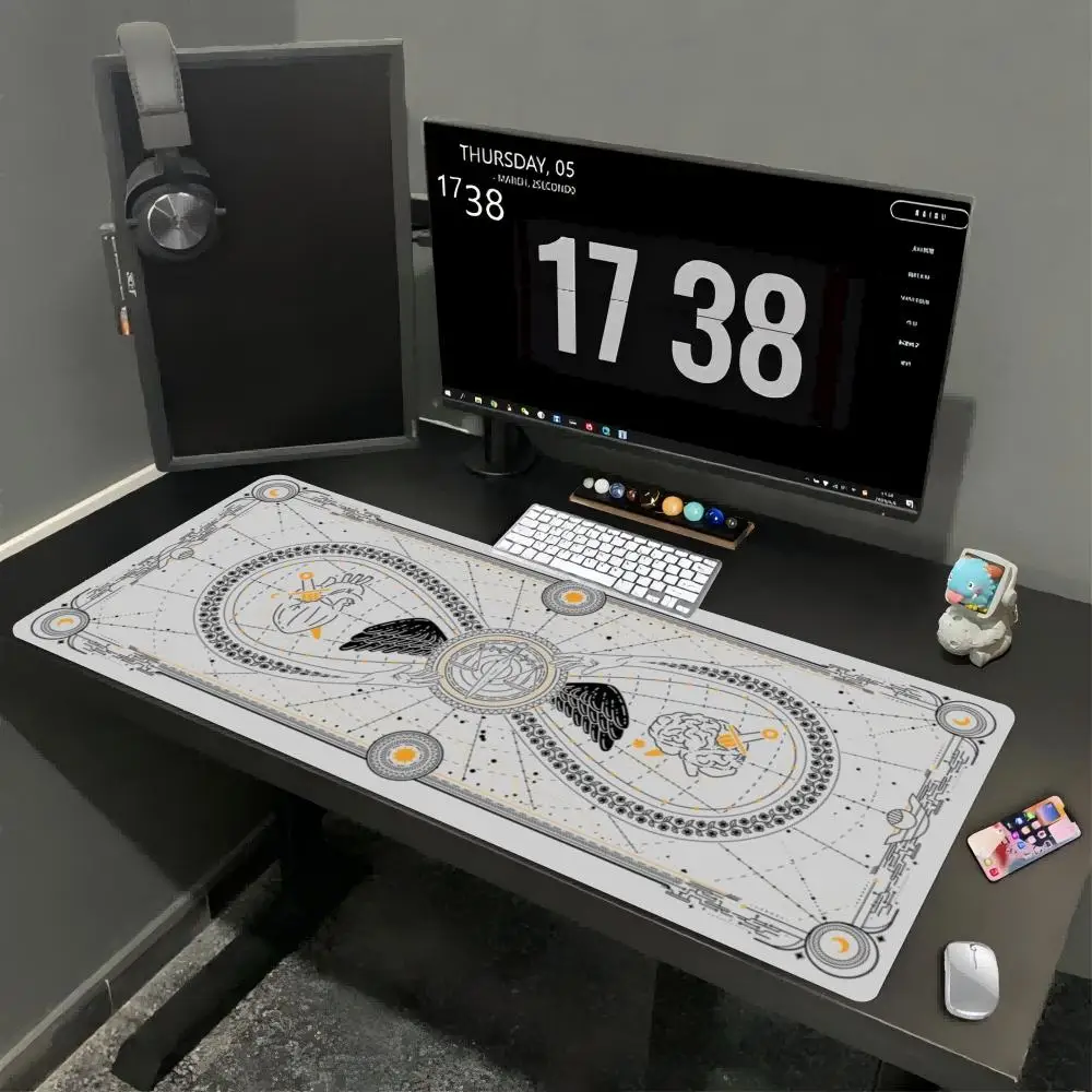 XXL Extended Mouse Pad Occult Celestial Heart Brain Scales Large Deskmat Non-slip Rubber Gaming Mat Tarot Line Art Pad For PC