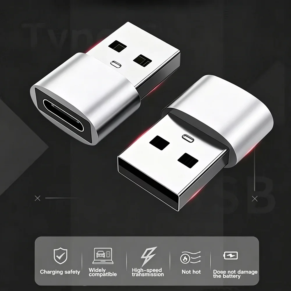 3Pieces USB C to USB A Adapter Type C Charger Power Adapter for iPhone Airpods iPad Air Samsung Xiaomi Redmi Huawei Honor