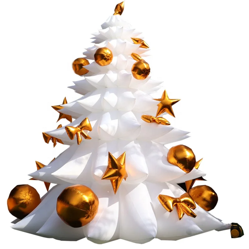 8m Tall LED Lighted Inflatable Christmas Tree, Large White Outdoor Decoration for Mall Festival, Holiday Event Decor