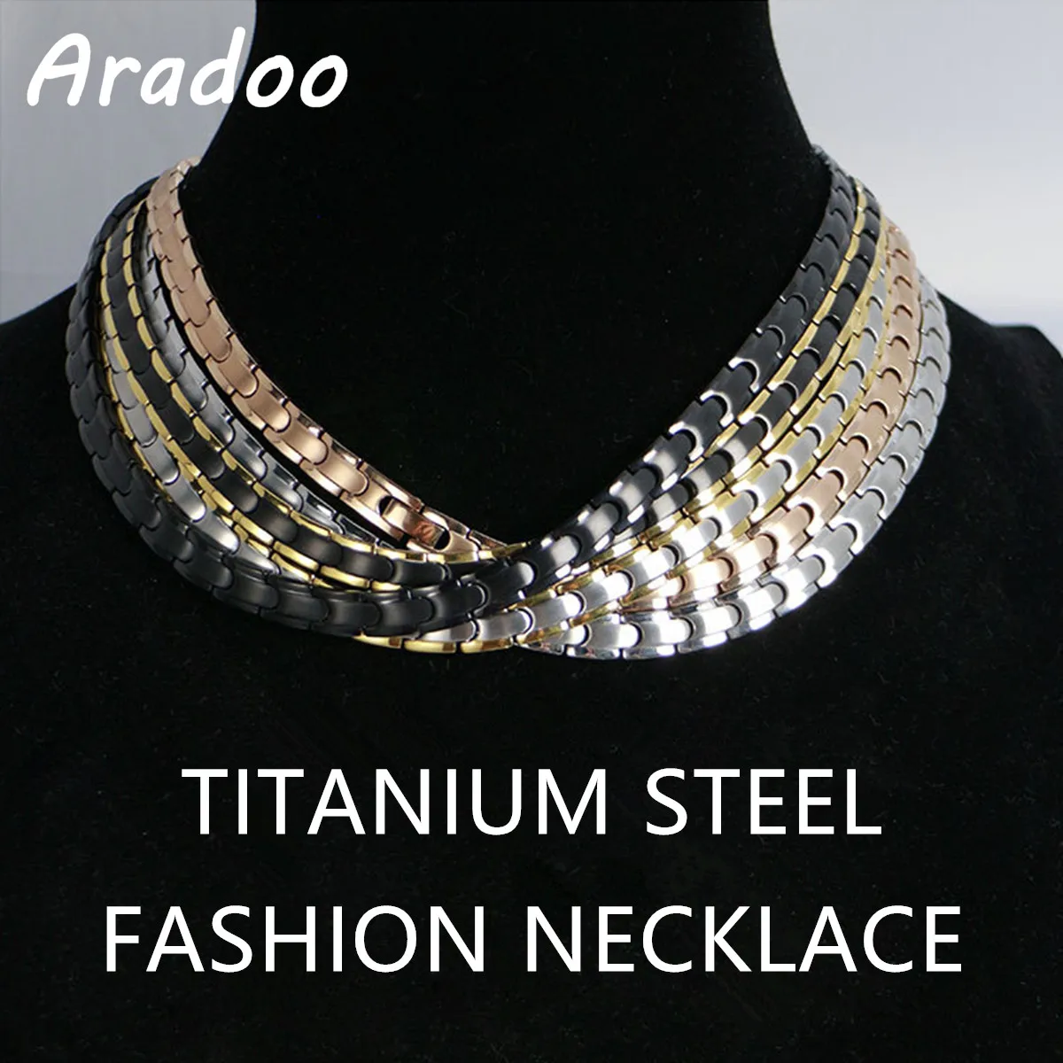 Titanium Steel Necklace Germanium Anion Therapy Health Care Necklace Magnetic Slimming Necklace Collar