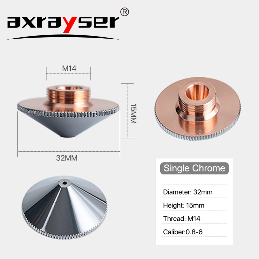 1/5/10 Stück Raytools Laserdüse für Faserschneidemaschine, Durchmesser 32 mm, M14-Kaliber 0,8–6,0 mm, Einzel- und Doppelschicht-Laserdüsen – Detail 3