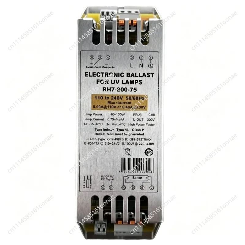 RH7-900-75 electronic ballast specifically for 75W ultraviolet lamp