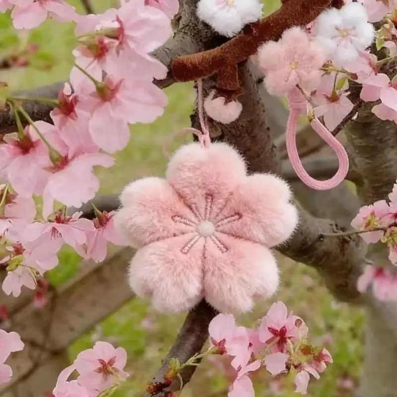 New 1/3/5Pcs Bag Pendant Plush Cherry Blossom Doll Keychain Healing Series Decorative Hanging Ornament For Girlfriend Gift