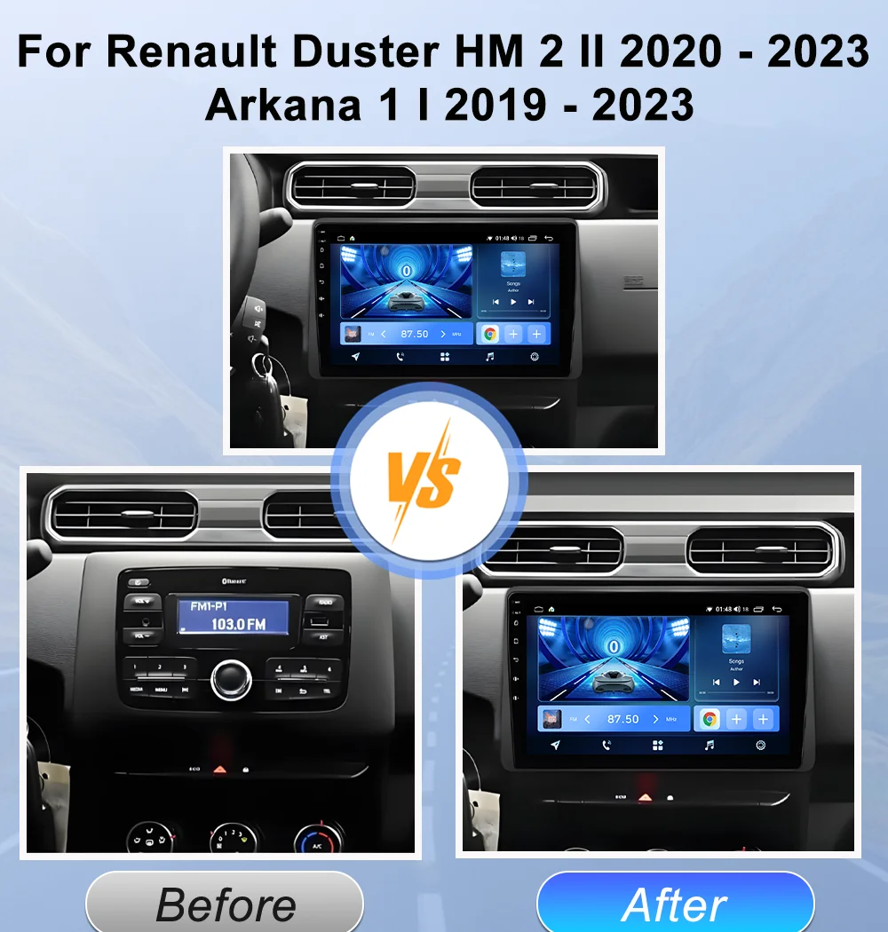 Android 16 Car Radio For Renault Duster HM 2 II 2020 - 2023 Arkana 1 I 2019 - 2023 GPS Navigation Android Auto Carplay Wifi DVD